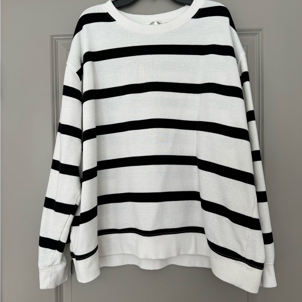 White and Black Striped Sweater H&M Extra Large